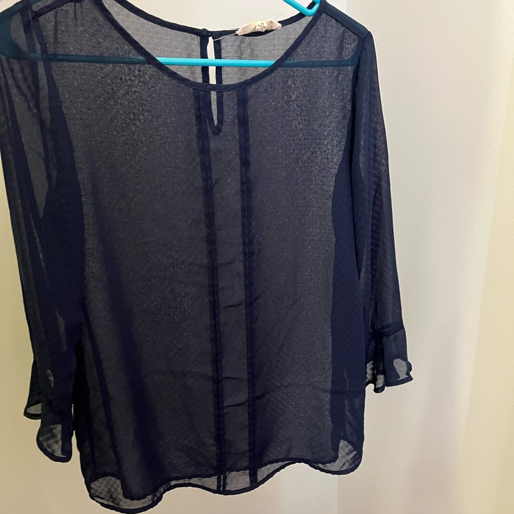 Crescent for Stitch Fix Navy sheer Top size M